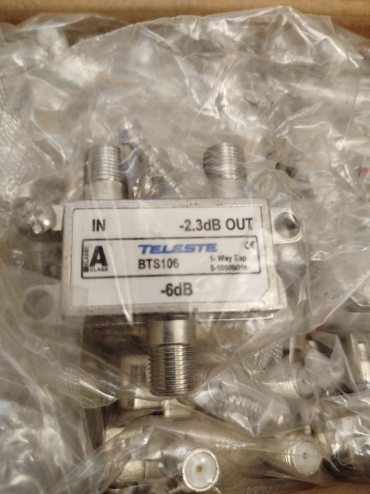 5szt - Rozgałęźnik antenowy, splitter, multitap Teleste BTS106. Nowe.
