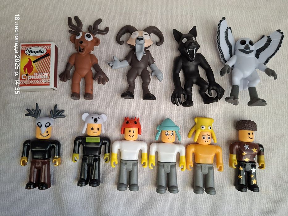 99 ночей в лесу набор фигурок 10 шт.сова,олень,баран роблокс roblox