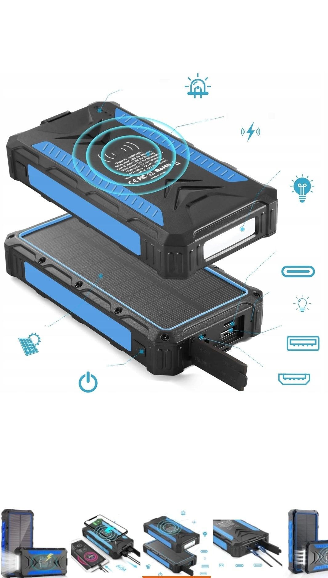 Powerbank  36000mah solarny