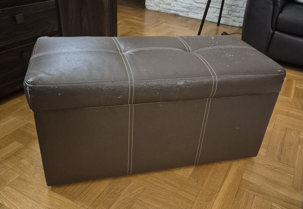 Pufa skrzynia schowek pikowana brązowa