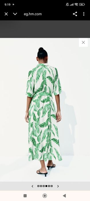 Sukienka liście h&M 36 nowa szmizjerka bawełna pasek