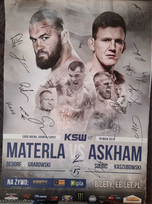 Plakat KSW 49 z autografami zawodników