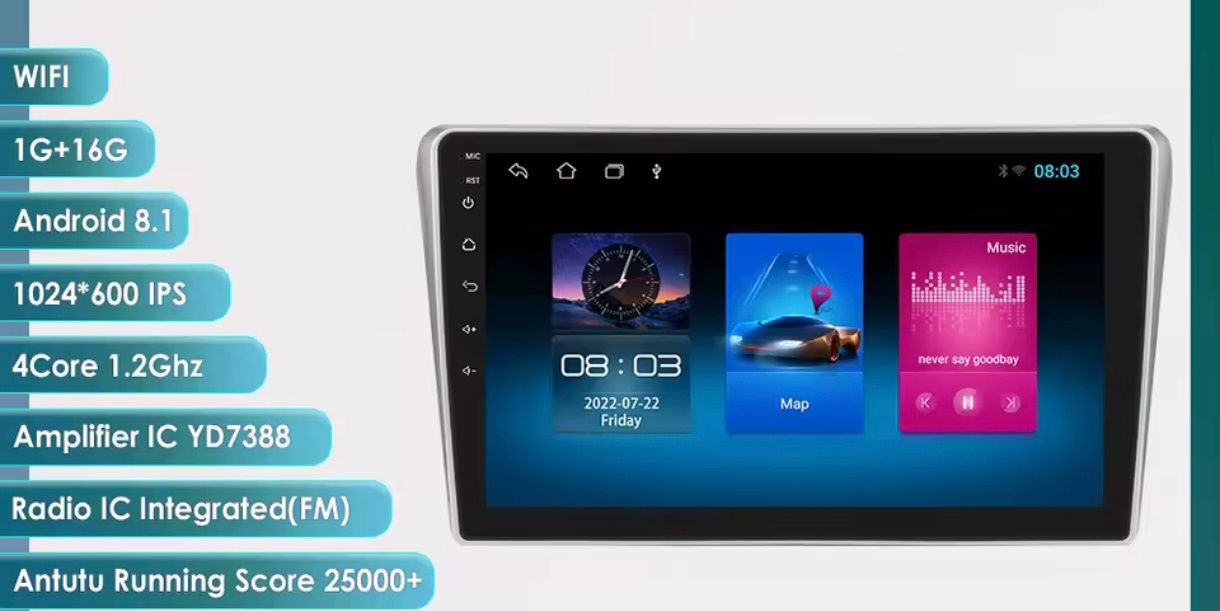 Radio Nawigacja Android 13 Toyota Avensis T25