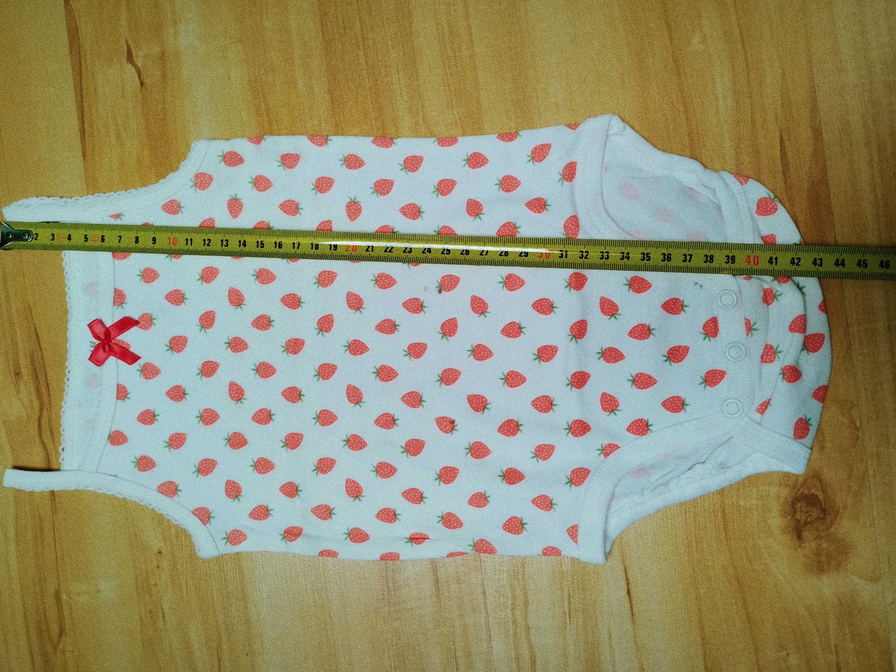 Bawełniane body 86 H&M cienkie ramiączka truskawki