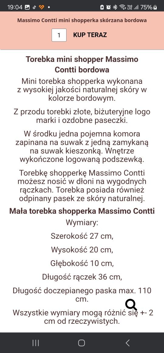 Torebka burgund massimo contti
