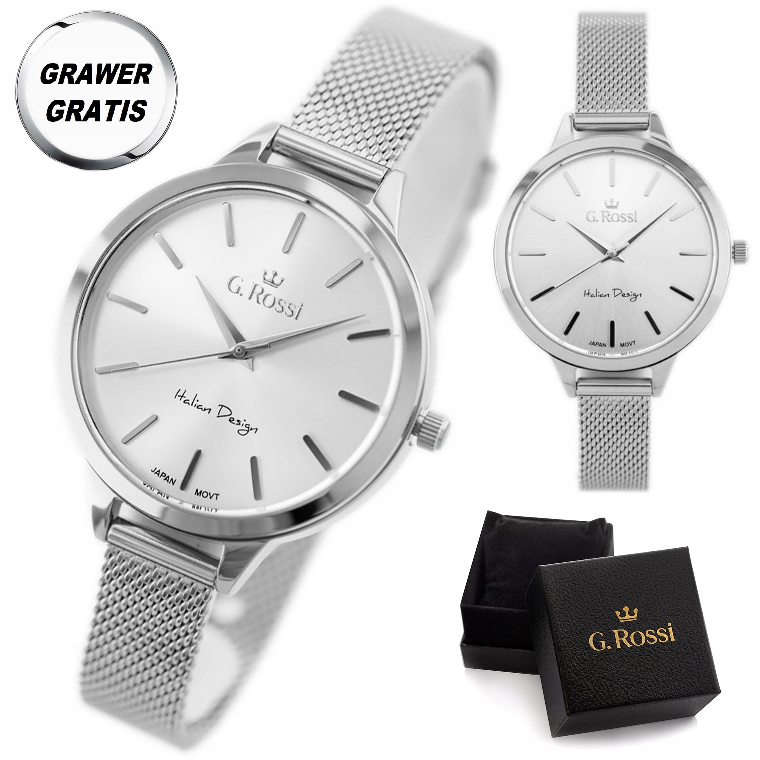 Zegarek Damski Srebrny Klasyczny G.rossi + Grawer