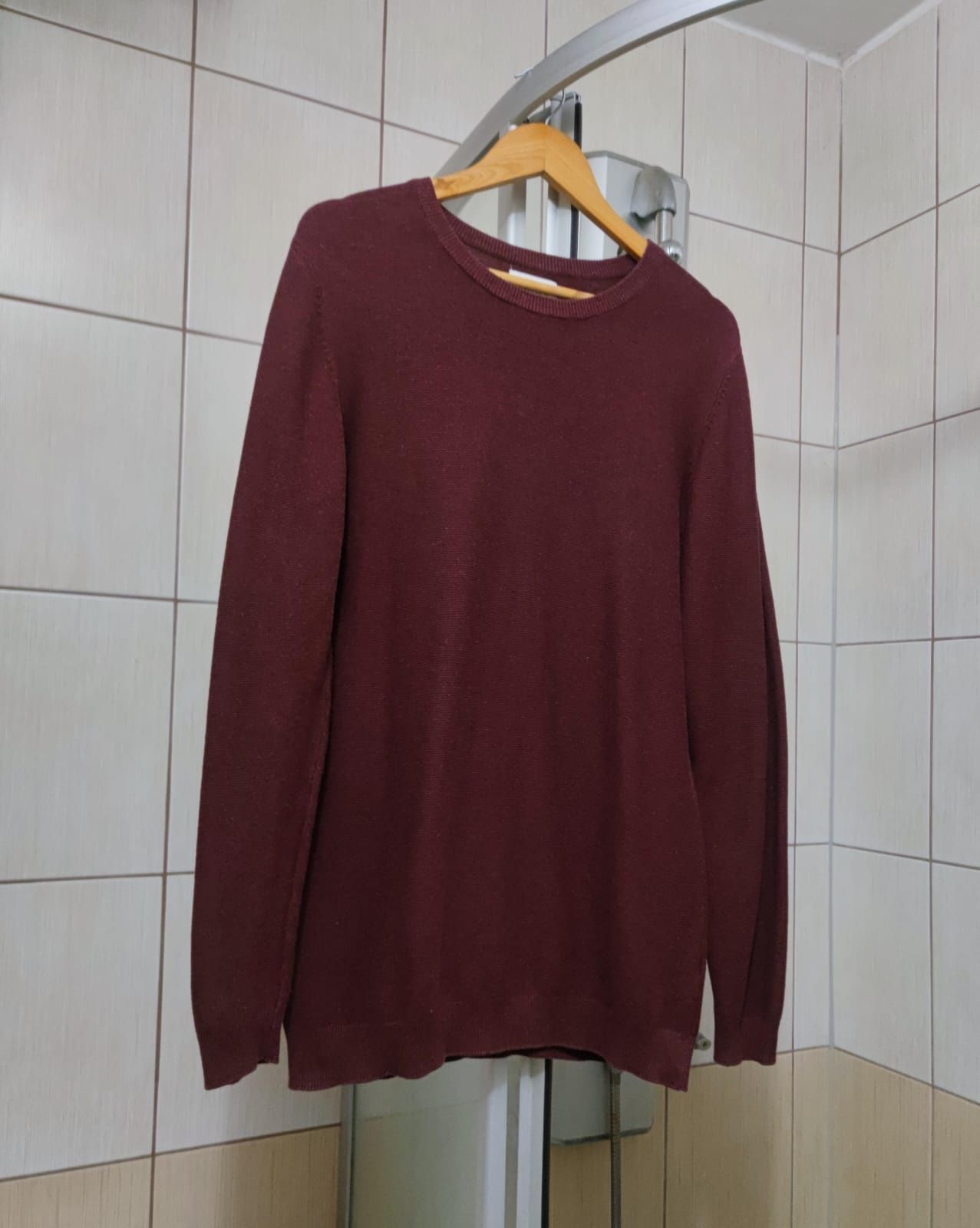 Sweter klasyczny męski L Pull&bear pull and bear white elegancki burac