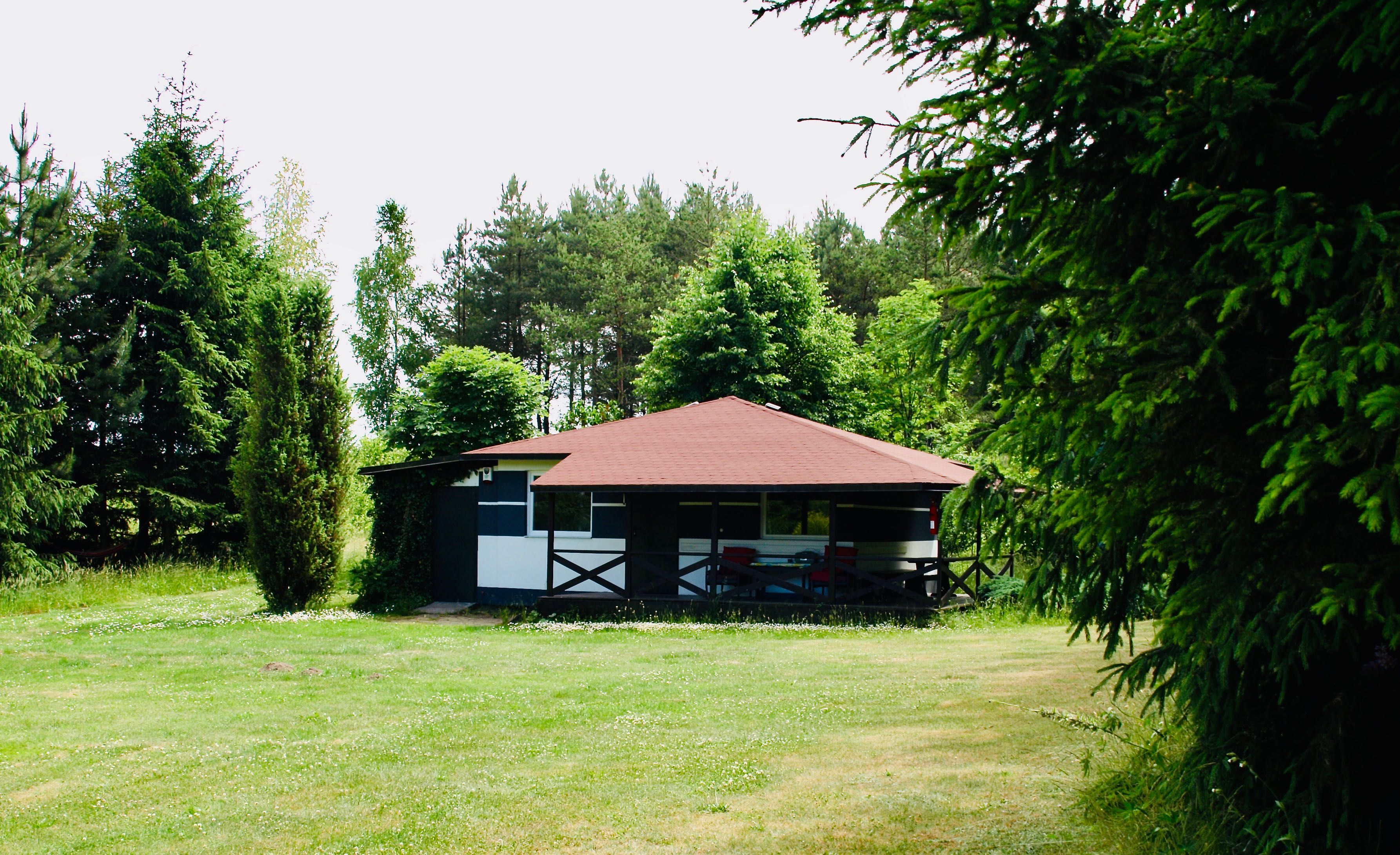 Kaszuby domek w lesie z bardzo duża zalesioną działką, wieś Struga