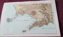 Neapol i okolice  oryginalna, stara XIX w. mapa