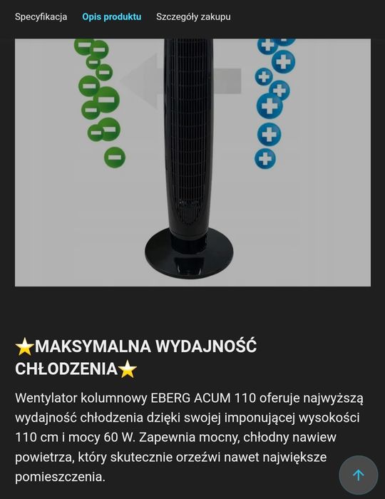 Wentylator kolumnowy Acum 110 czarny