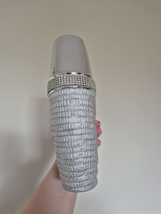 Duży wazon home&you srebrny metaliczny glamour cyrkonie szary obły