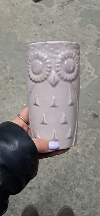 Nawilżacz powietrza sowa ceramiczny ozdobny dekoracyjny różowy