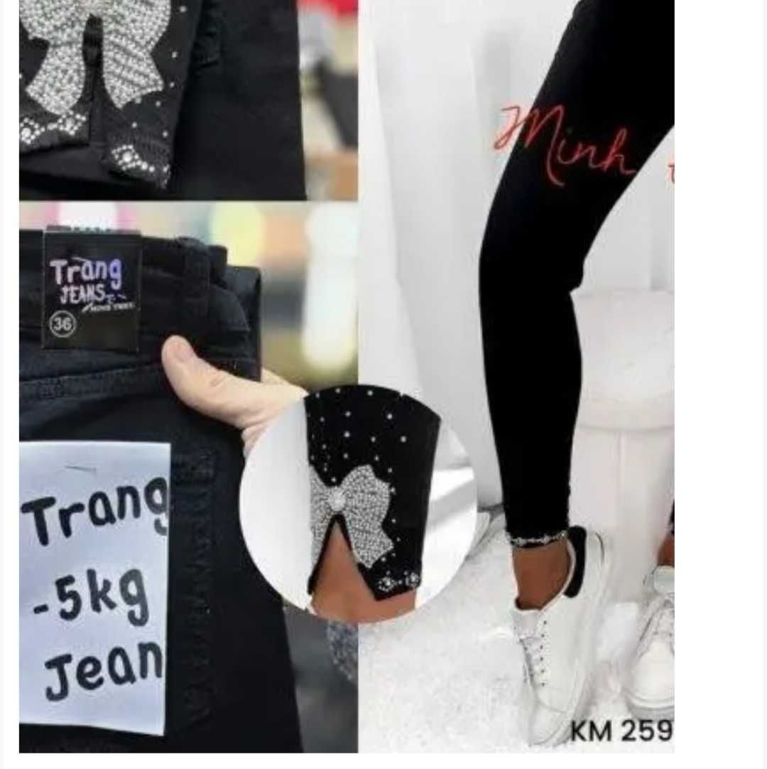 Czarne jeansy z kokardami