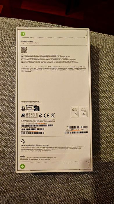 iPhone 17 Pro Max 256Gb NOVO/SELADO C/Fatura e Garantia