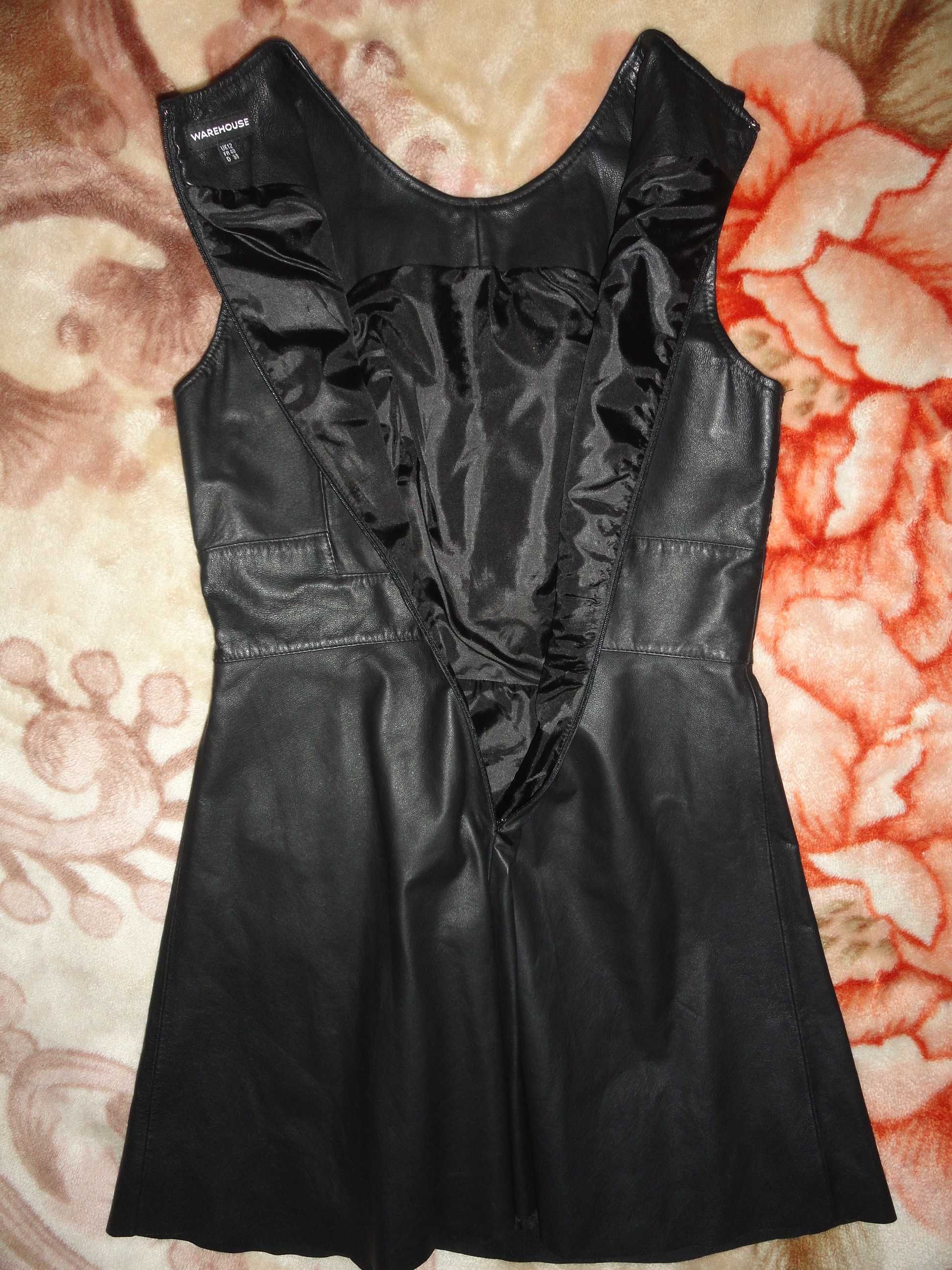 Трендовое кожаное платье «Warehouse» (р.M Leather натурал. кожа лайка)