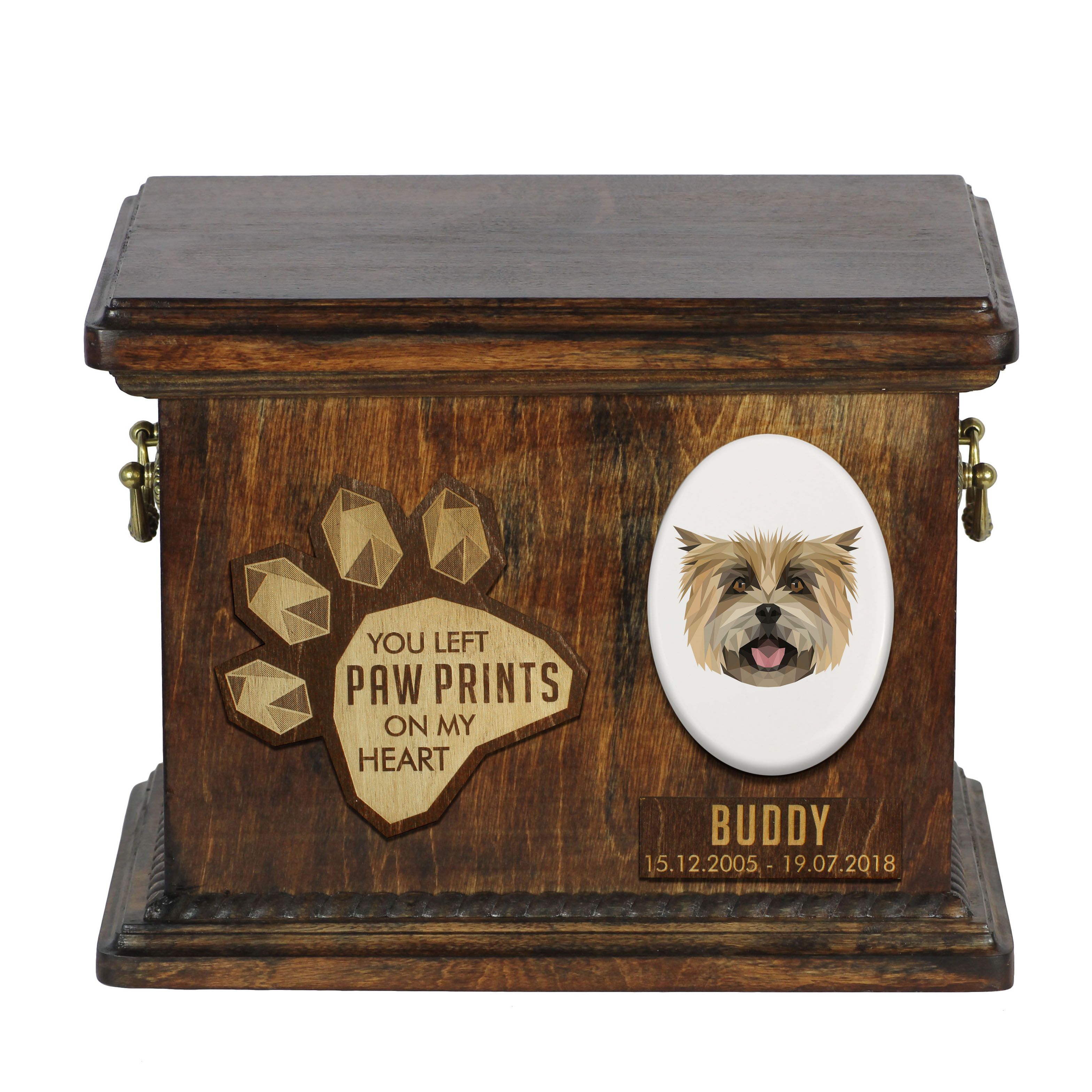 Cairn Terrier drewnianai urna z psem Art-Dog
