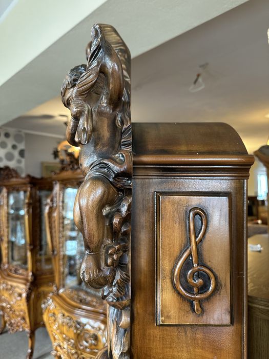 Zegar stojący barokowy Antyk bogato rzeźbiony kwadransiak