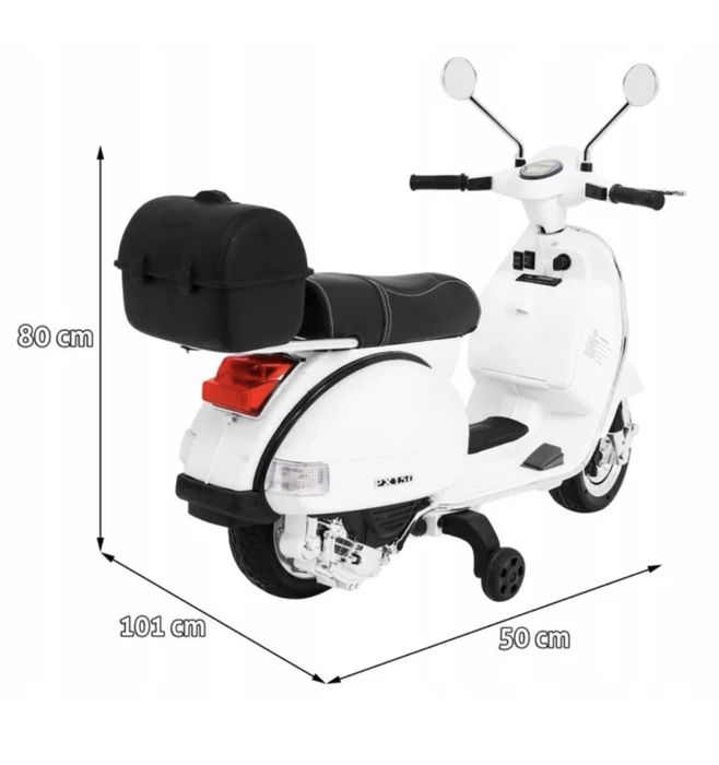 skuter motocykl elektryczny na akumulator vespa piaggo px150 biały