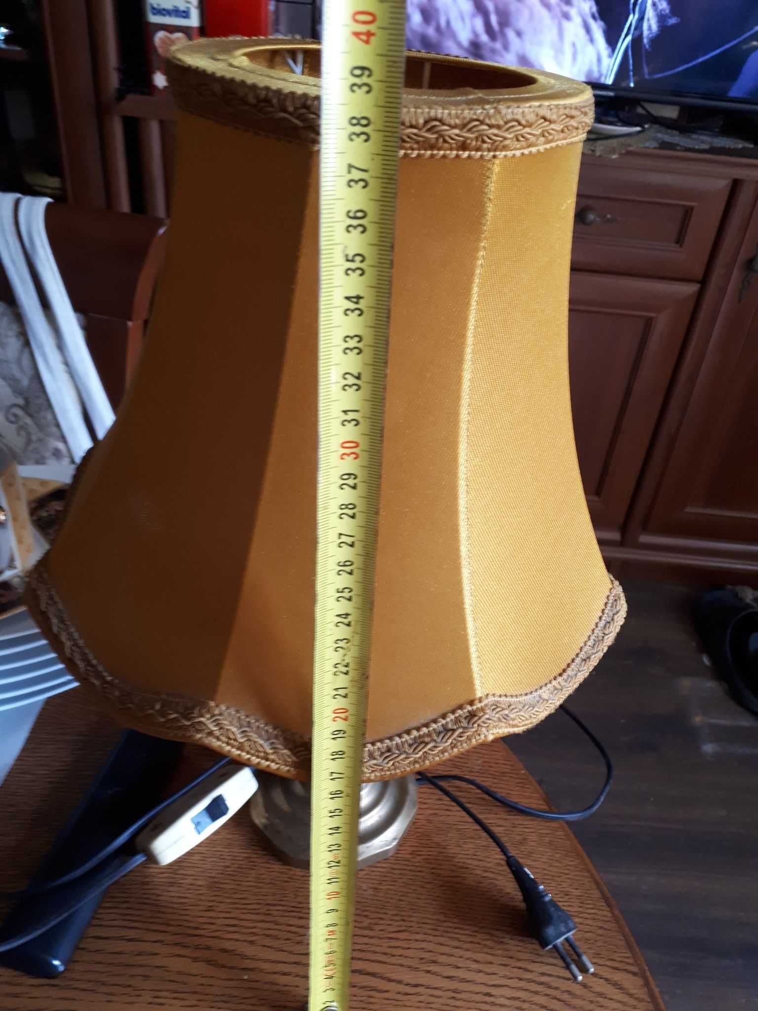 stara stylowa mosiężna lampka z abażurem - vintage