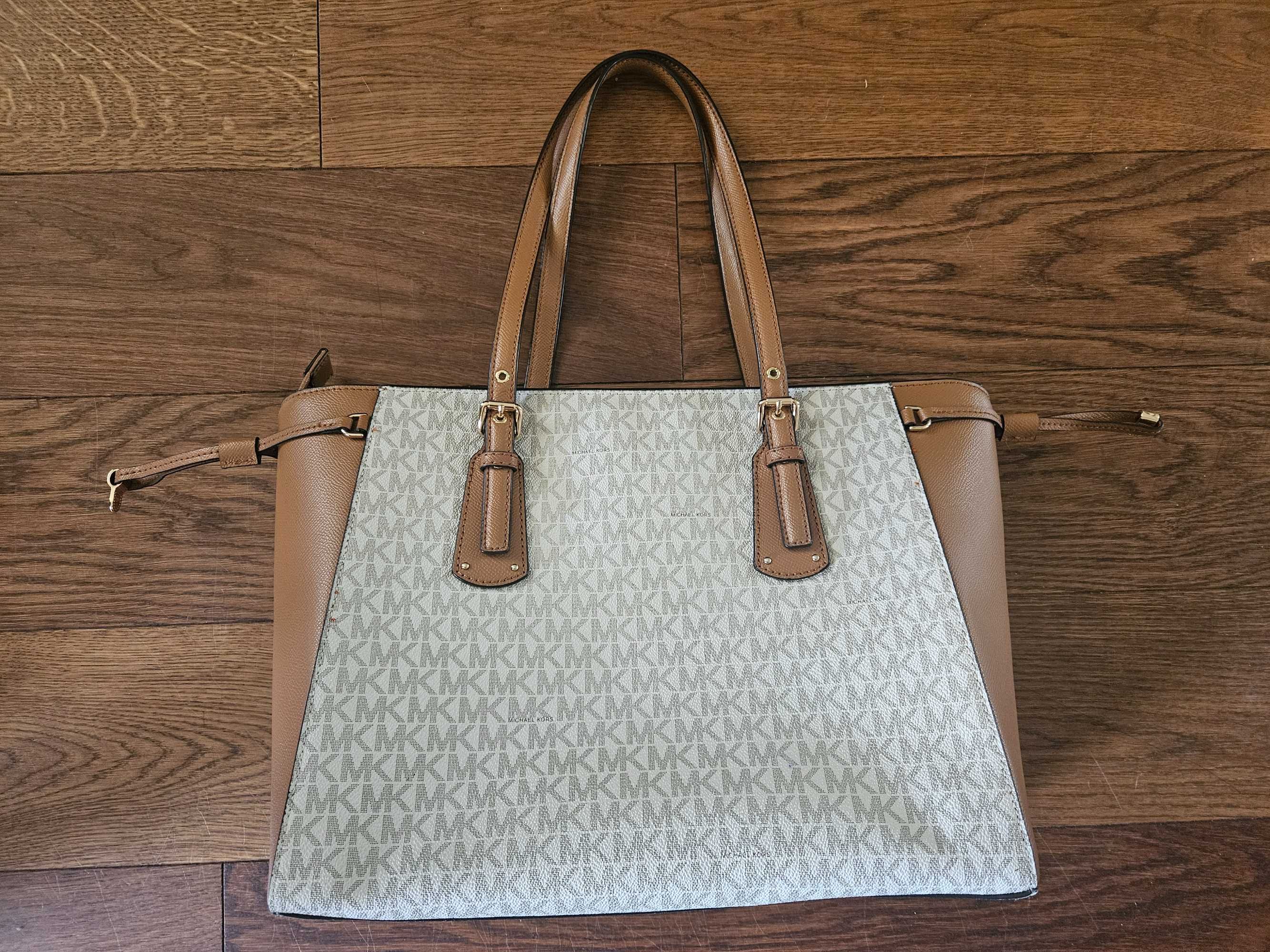 Brązowo biała torebka Michael Kors oryginalna, na ramię Voyager