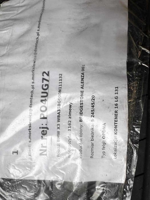 2 opony letnie BRIDGESTONE ALENZA 245/45/20