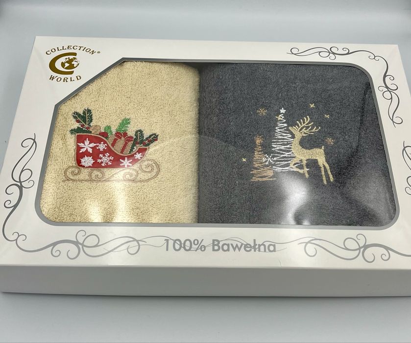 Komplet 2 ręcznikow 50/100 cm Gotowy prezent świąteczny !