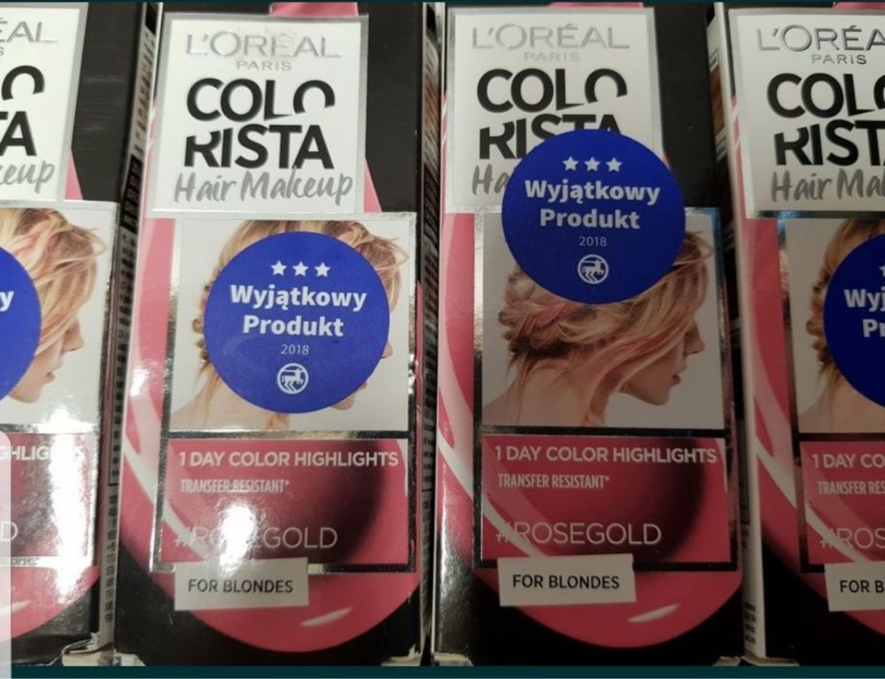 Farba do włosów zmywalna różowa Loreal. Do pasemek jednodniowych 10 sz