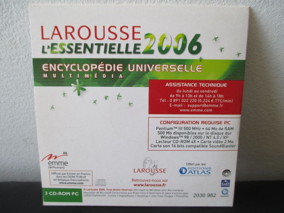 3 CD-ROM Encyclopédie Univ. Multimédia Larousse L'essentielle 2006