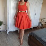 Elegancka rozkloszowana sukienka na szelkach, must have, rozmiar 38-42