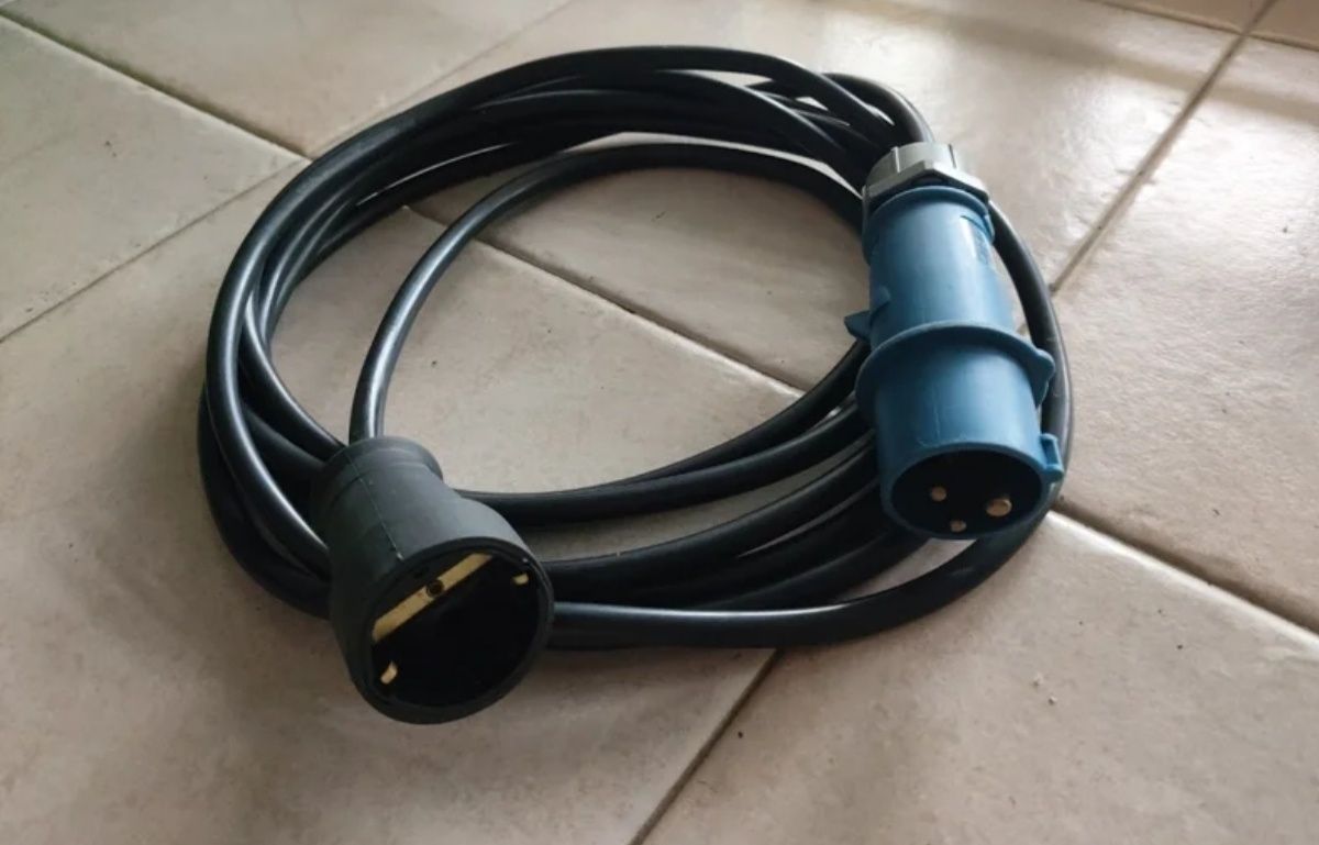 Cabo 5m ficha CEE macho 16A - ficha shucko fêmea