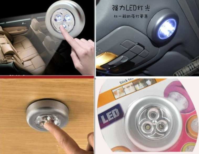 Lampka samoprzylepna 3 led oświetlenie garderoby szafy podszawkowa