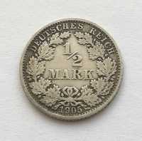 1/2 marki 1905 F Srebro próby 900