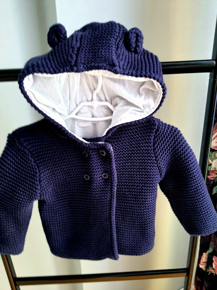 Sweterek z uszkami Bluezoo 3-6 miesięcy 62-68cm 100% bawełny