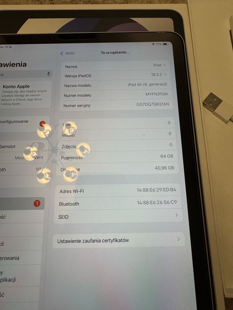iPad Air 4gen 64GB Wi-Fi Srebrny. Jak nowy!