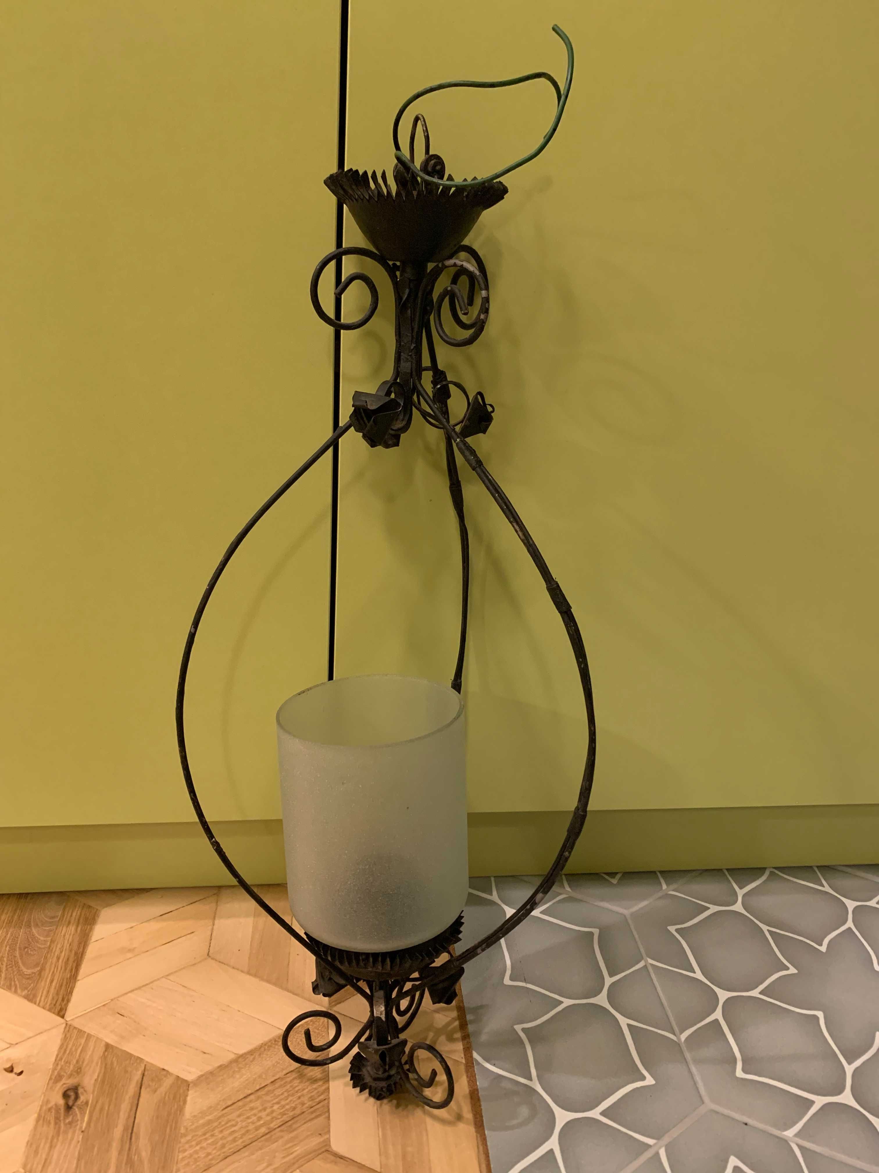 Żyrandol sufitowy lampa retro metaloplastyka PRL