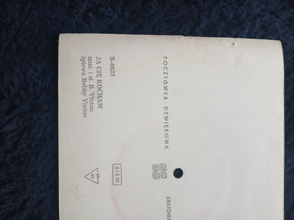Pocztówka dźwiękowa PRL Bobby Vinton Toruń