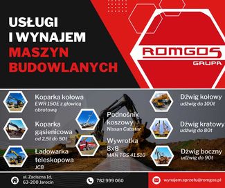 USŁUGI I WYNAJEM Maszyn Budowlanych/Wywrotki 8x8/Dźwigi/Humusowanie