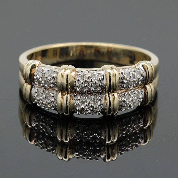 Złoty pierścionek z diamentami obrączka 9K