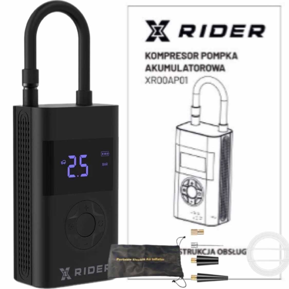 Elektryczna pompka rowerowa bezprzewodowa XRIDERa  Powerbank Latarka