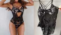Czarne nowe body siateczka koronka