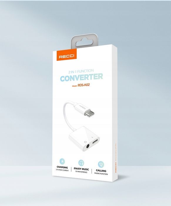 Przejściówka Adapter Usb-C Usb C + Aux 3,5 Mm Do Słuchawek Recci