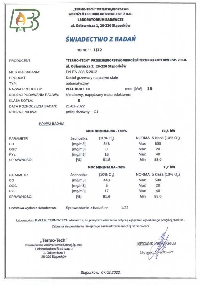 Kocioł, piec na pelet Termo-Tech Pell Duo Plus 10 kW - kompaktowy