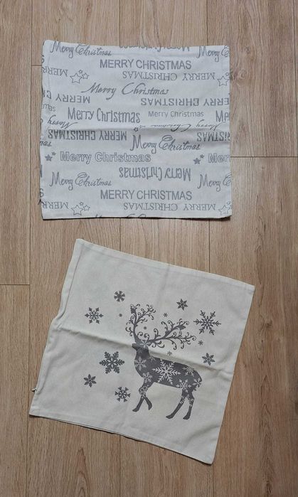 Świąteczne poszewki dekoracyjne z zamkiem – kolor ecru