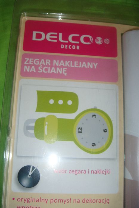 NOWY duży zegar naklejany na ścianę Delco zielony 95 cm P-Ń