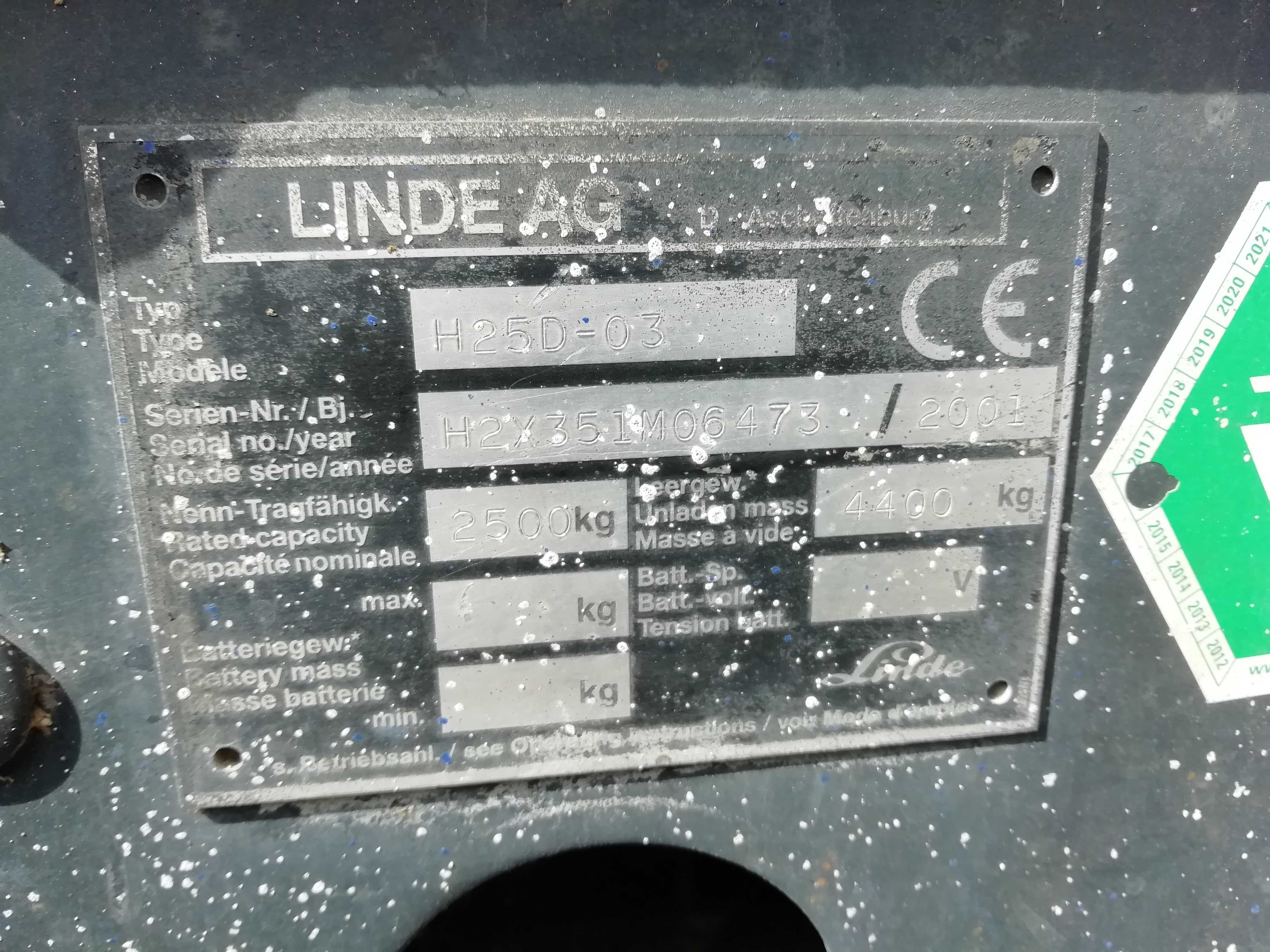 Wózek widłowy Linde H25D-03 rocznik 2001
