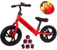 Rowerek biegowy dla dzieci + kask, ochraniacze, dzwonek rowerowy