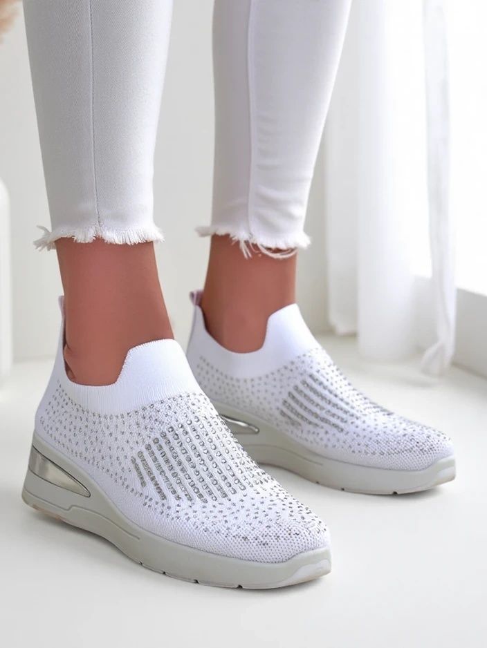 36 37 38 trampki 39 40 tenisówki wsuwane slip on z cyrkoniami koturn