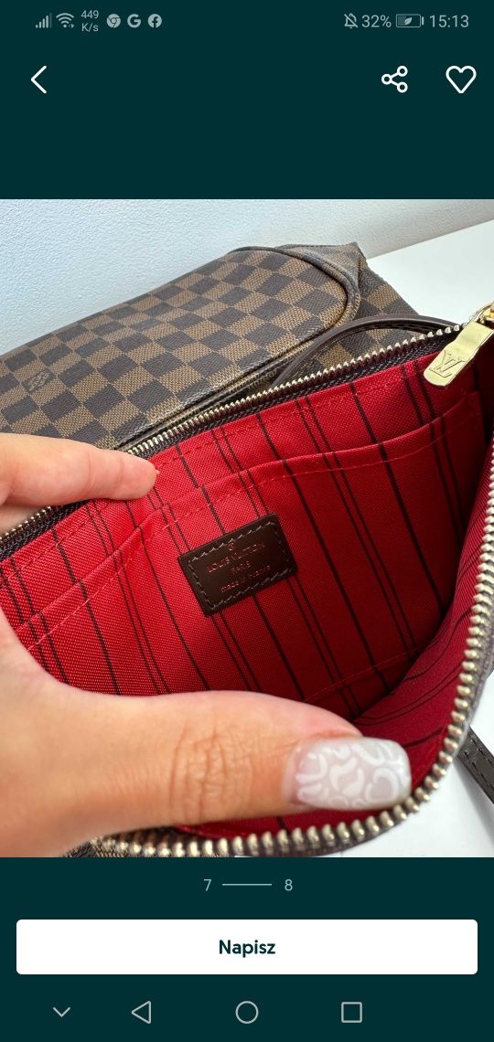 Torebka 44 cm Louis LV Vuitton Krata monogram brąz  neverfull