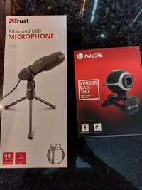 Microfone usb Trust + webcam usb NGS