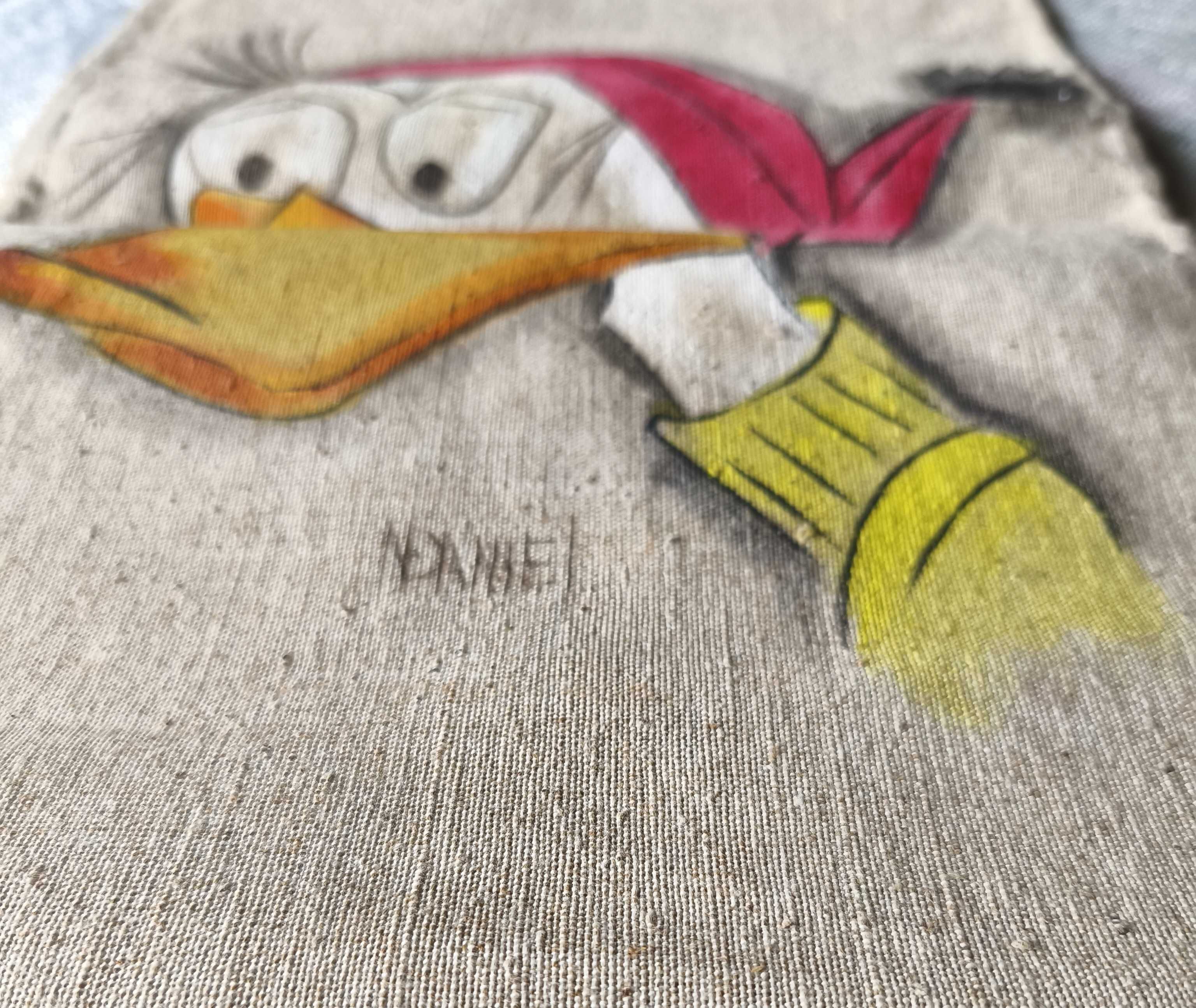 Quadro antigo em linho - Pintura Disney